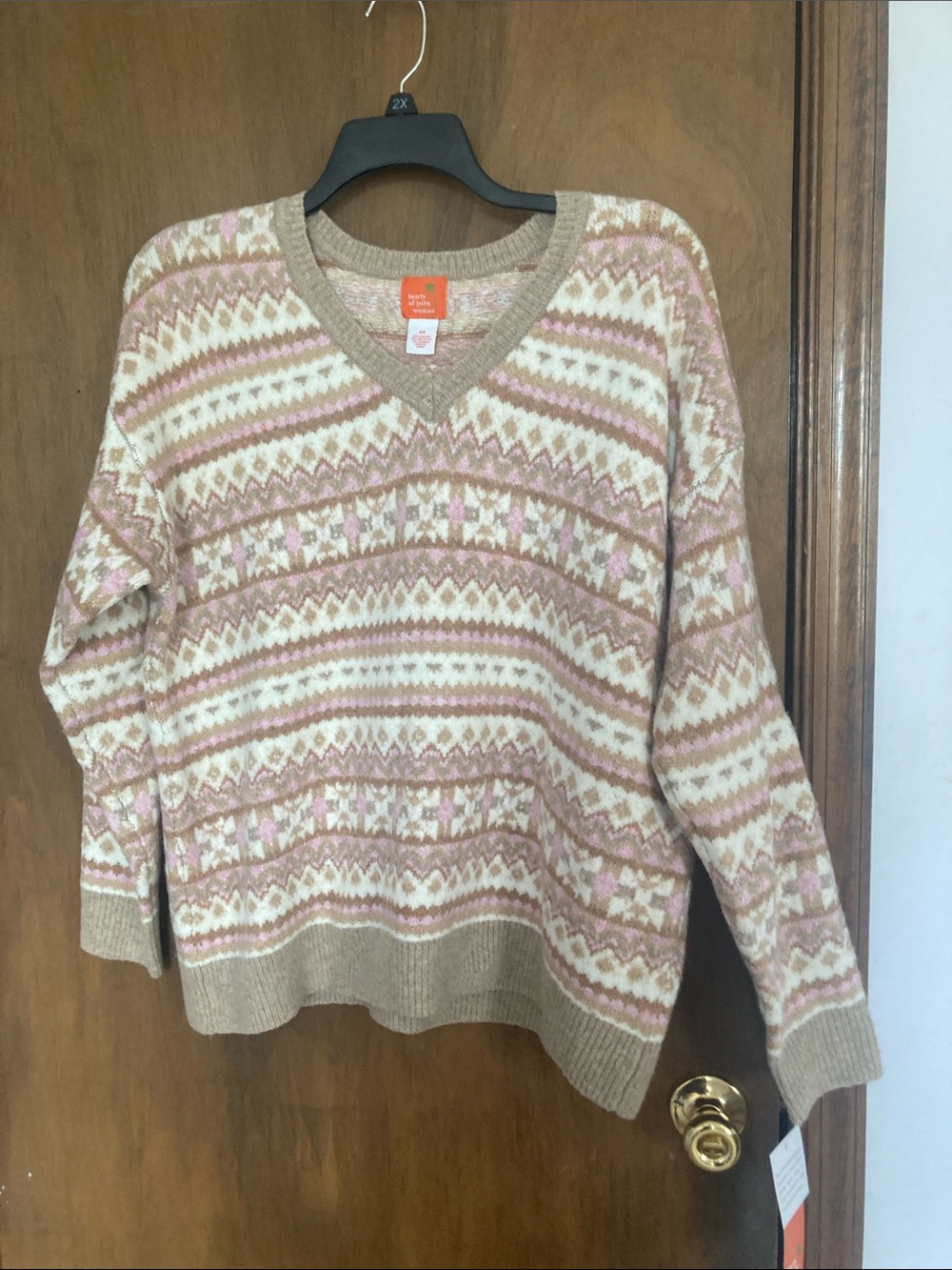 Hearts of Palm sweater long sleeve abstract print pattern with stretch size 2X - Picture 12 of 16